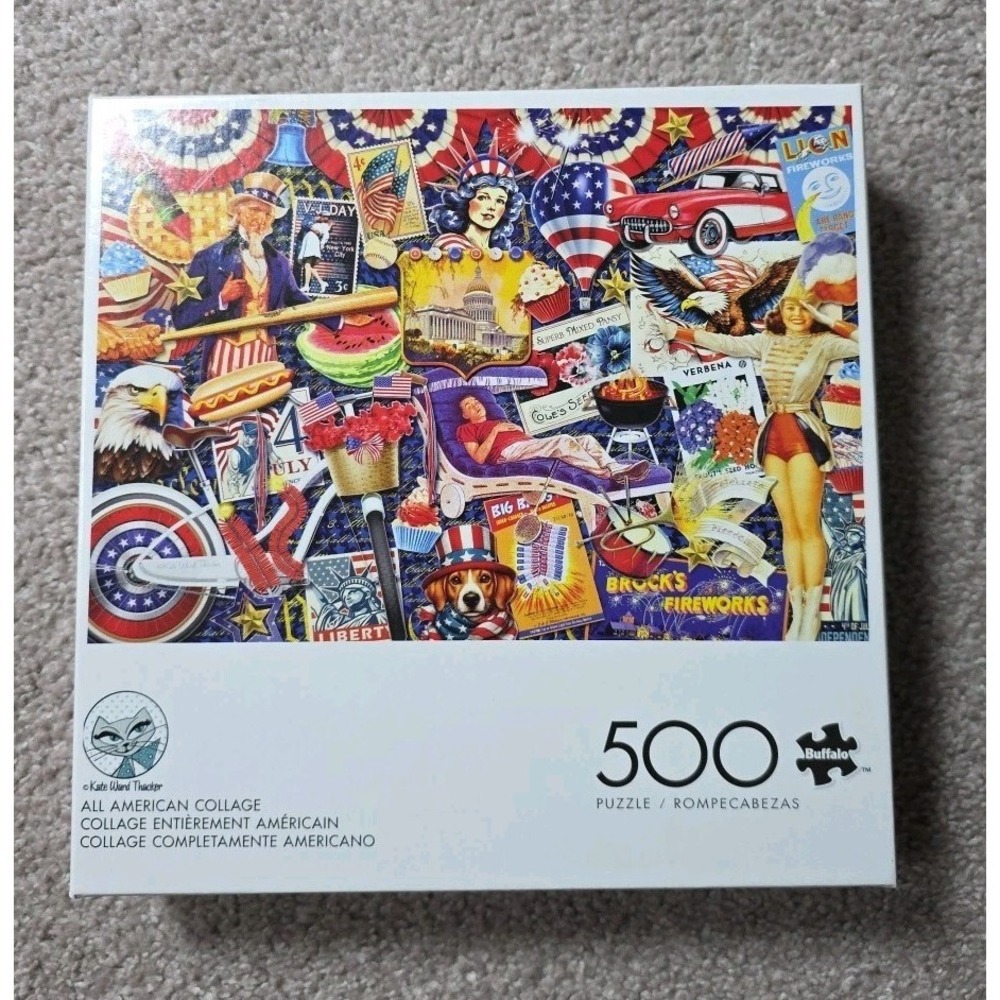 Buffalo - Kate‎ Ward Thacker "All American Collage" 500 Piece Jigsaw Puzzle New
